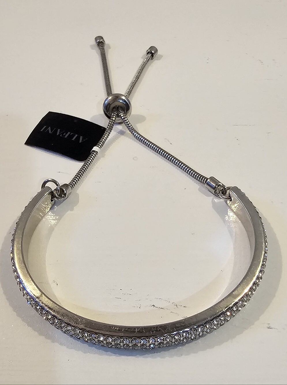 Alfani Crystal Silver-Tone Adjustable Bolo Bracelet – NWT